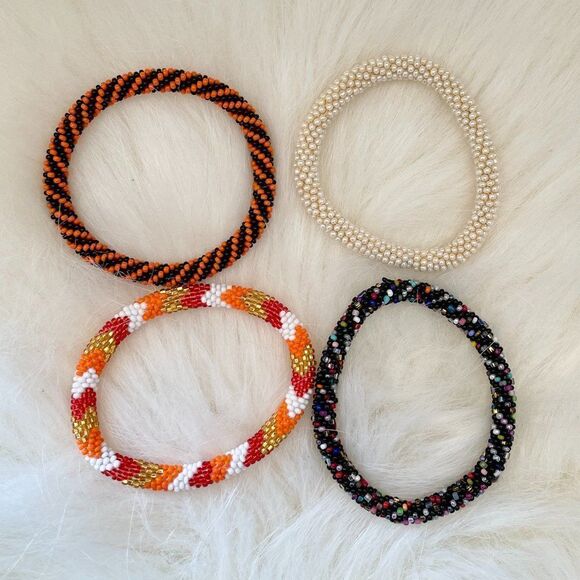 HAND CRAFTED in Nepal Beaded Bracelets (set of 4) #230 - Picture 3 of 4
